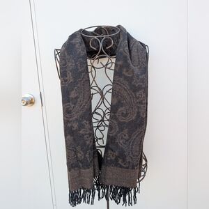 Black and Brown Paisley Wool Scarf